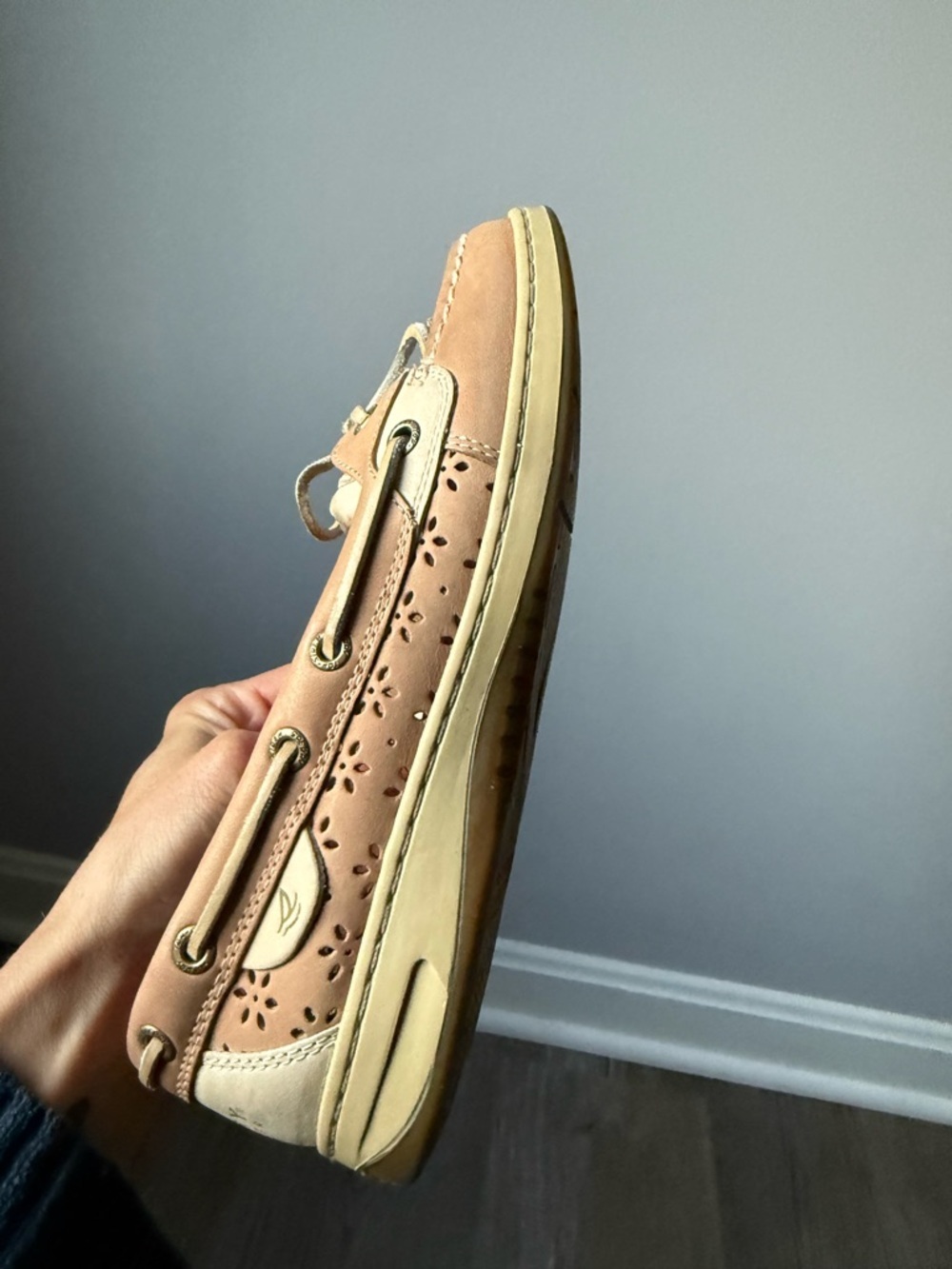 Sperry Top Sider Angelfish EyeLet Leather Boat Shoe Slip On Lace Up Shoe Size 7 - Picture 6 of 12